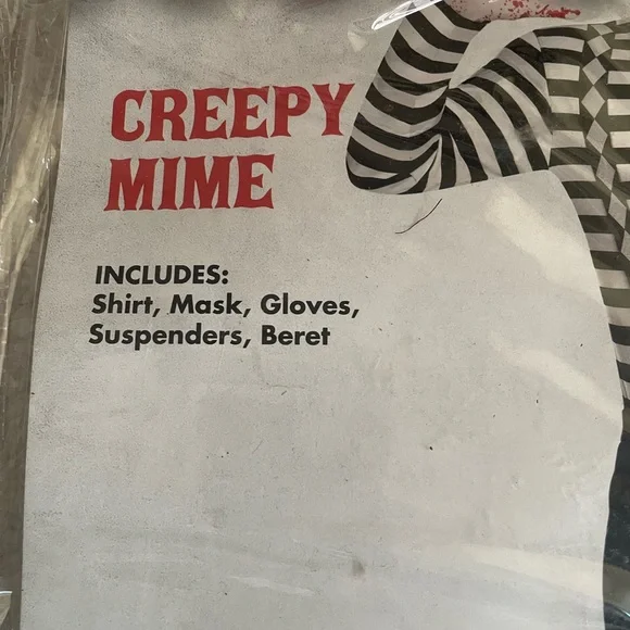 Spirit Creepy Mime Costume with Black and White Stripes - Picture 2 of 4